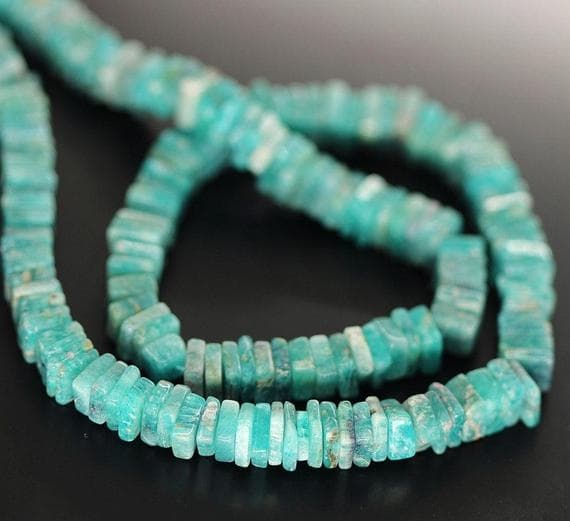 1 strand amazonite heishi cube squresmooth 16'' long strand gemstone beads, jewelry supplies for jewelry making, bulk beads, for meditation jewellery for Reiki Healing  gemstone 5mm