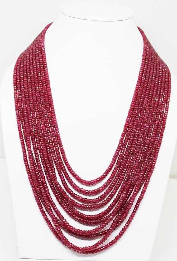 ruby faceted necklace rondelle faceted 18'strand gemstone beads, jewelry supplies for jewelry making, bulk beads, for meditation jewellery for Reiki Healing  gemstone 2.5mm