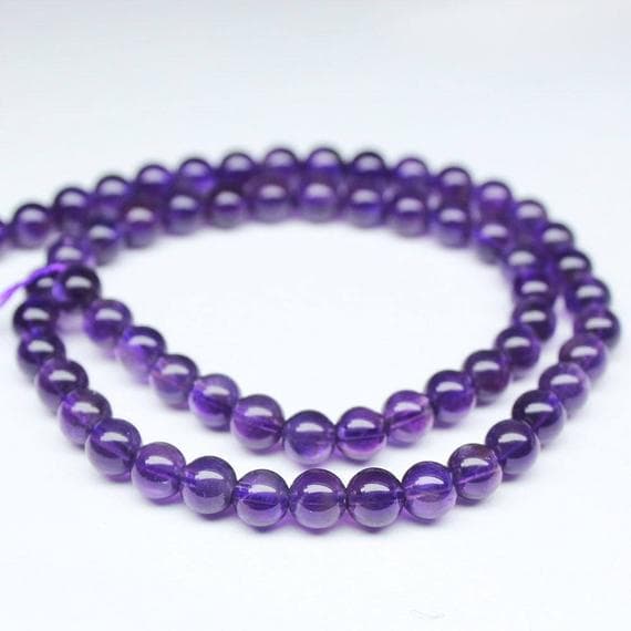 1 strand african amethyst round ball smooth 14'' long strand gemstone beads, jewelry supplies for jewelry making, bulk beads, for meditation jewellery for Reiki Healing  gemstone 5.5mm