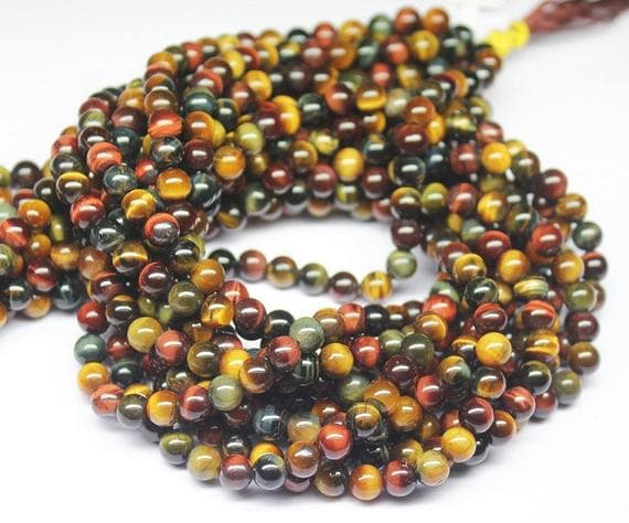 1 strand tiger eye round ball smooth 16'' long strand gemstone beads, jewelry supplies for jewelry making, bulk beads, for meditation jewellery for Reiki Healing  gemstone 6mm