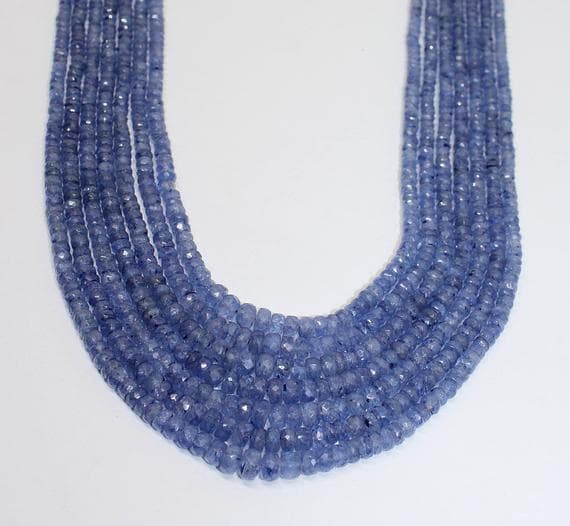 blue sapphire necklace rondelle faceted 18'strand gemstone beads, jewelry supplies for jewelry making, bulk beads, for meditation jewellery for Reiki Healing  gemstone 4-6mm