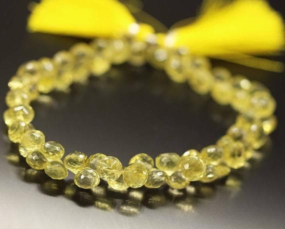 1 strand lemon quratz onion drop faceted 8'' long strand gemstone beads, jewelry supplies for jewelry making, bulk beads, for meditation jewellery for Reiki Healing  gemstone size 7mm to 8mm