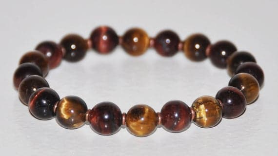 Rose Gold Wholesale 8mm Multi Colour Tiger Eye  Stretchable Bracelet Round, Smooth 18cm for mens, womens, gf, bf and adults.