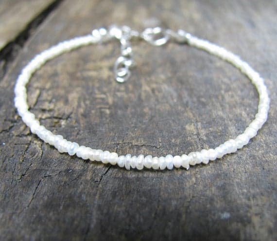 Pearl Bracelet, Delicate Pearl Bracelet, Sterling Silver Pearl Bracelet, Bridesmaid Bracelet Gift, Dainty Natural Pearl Bracelet 2mm Code- WAR6608