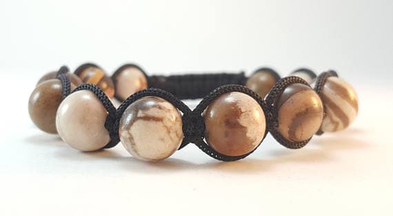 love beach youth 6mm Adjustable Yellow Jasper Bracelet Round, Smooth 7" for mens, womens.