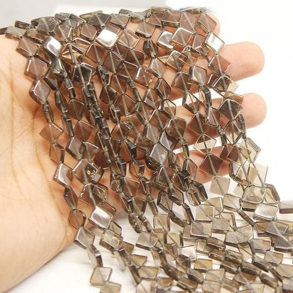 1 strand smocky quartz fancy diamond kite smooth 13'' long strand gemstone beads, jewelry supplies for jewelry making,  for meditation jewellery for Reiki Healing  gemstone 9mm to 10mm