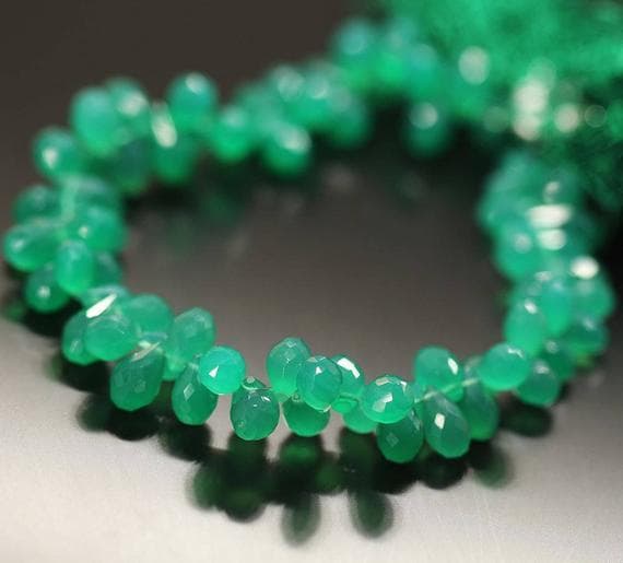 1 strand green onyx tear drop faceted 9'' long strand gemstone beads, jewelry supplies for jewelry making, bulk beads, for meditation jewellery for Reiki Healing  gemstone 9mm