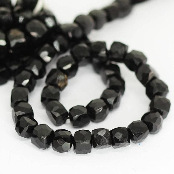 1 strand black onyx heishi cube squrefaceted 9'' long strand gemstone beads, jewelry supplies for jewelry making, bulk beads, for meditation jewellery for Reiki Healing  gemstone 5mm to 6mm