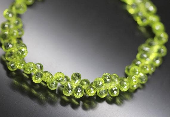 1 strand peridot tear drop faceted 9'' long strand gemstone beads, jewelry supplies for jewelry making, bulk beads, for meditation jewellery for Reiki Healing  gemstone 5mm to 6mm