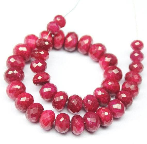1 strand red ruby rondelle faceted 8'' long strand gemstone beads, jewelry supplies for jewelry making, bulk beads, for meditation jewellery for Reiki Healing  gemstone 4mm to 7mm