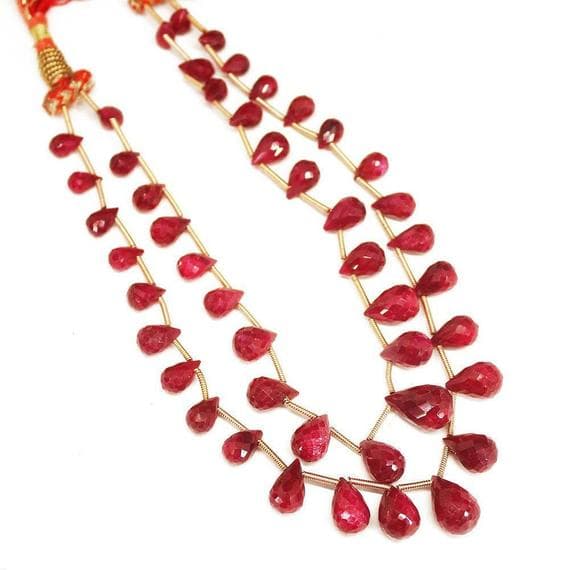 1 strand ruby tear drop faceted 8'' long strand gemstone beads, jewelry supplies for jewelry making, bulk beads, for meditation jewellery for Reiki Healing  gemstone 7mm to 13mm