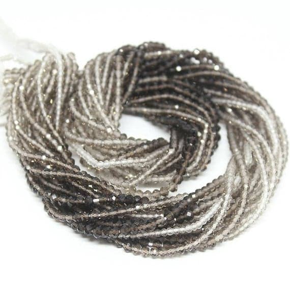 1 strand smocky quartz round ball faceted 13'' long strand gemstone beads, jewelry supplies for jewelry making, bulk beads, for meditation jewellery for Reiki Healing  gemstone 3mm