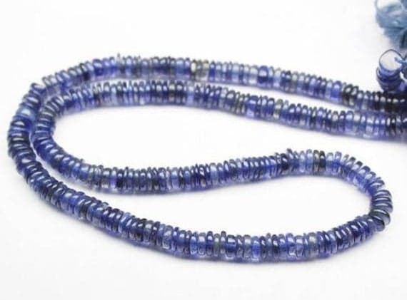 1 strand iolite blue sapphire rondelle smooth 10'' long strand gemstone beads, jewelry supplies for jewelry making, bulk beads, for meditation jewellery for Reiki Healing  gemstone 5mm