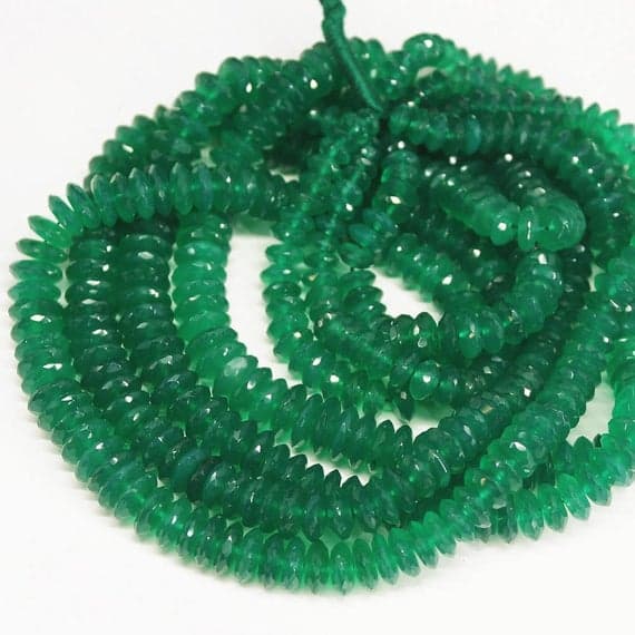 1 strand green onyx tyre wheel faceted 8'' long strand gemstone beads, jewelry supplies for jewelry making, bulk beads, for meditation jewellery for Reiki Healing  gemstone 5mm to 11mm