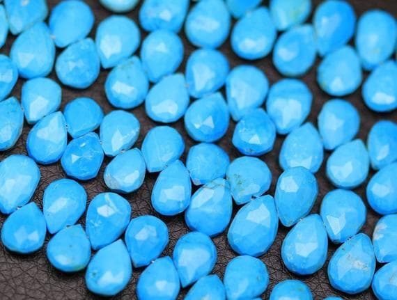 1 strand blue turquoise pear drop faceted 8'' long strand gemstone beads, jewelry supplies for jewelry making, bulk beads, for meditation jewellery for Reiki Healing  gemstone 10mm to 14mm