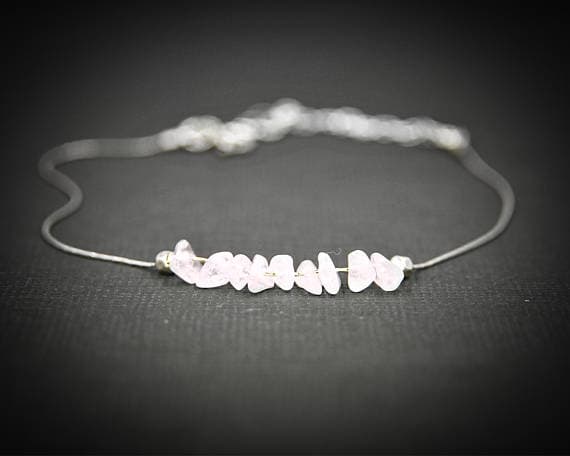 925 sterling Silver Empath Protection 4x6mm stacking Pink Rose Quartz  Bracelet Chips, Faceted 7" for mens, womens, gf, bf & Adult.