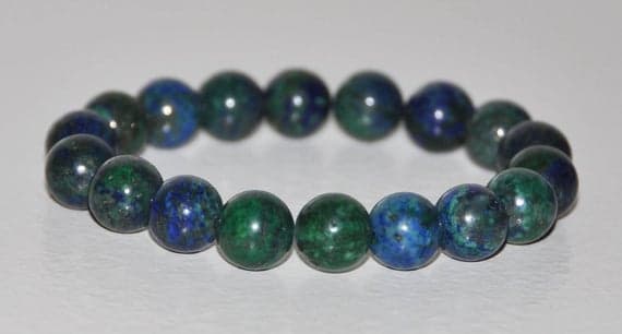 good luck gift 10mm Multi Colour Azurite Stretchable Bracelet Round, Smooth 18cm for mens, womens, gf, bf and adults.