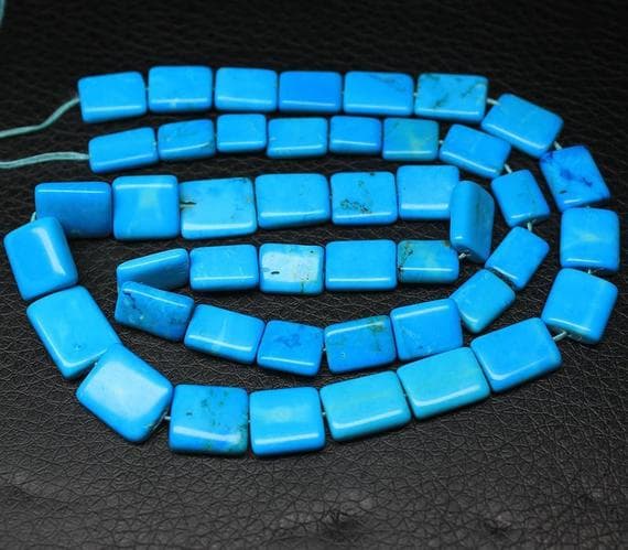 1 strand blue turquoise rectangle chicletsmooth 18'' long strand gemstone beads, jewelry supplies for jewelry making,  for meditation jewellery for Reiki Healing  gemstone 9mm to 12mm