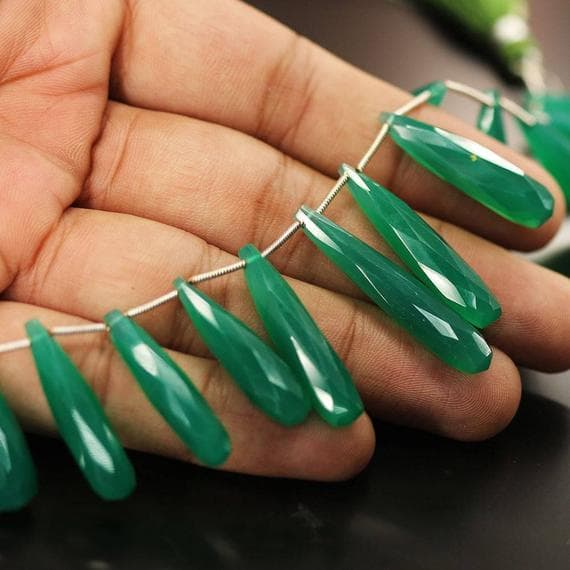 1 strand green onyx tear drop faceted 6'' long strand gemstone beads, jewelry supplies for jewelry making, bulk beads, for meditation jewellery for Reiki Healing  gemstone 15mm to 30mm