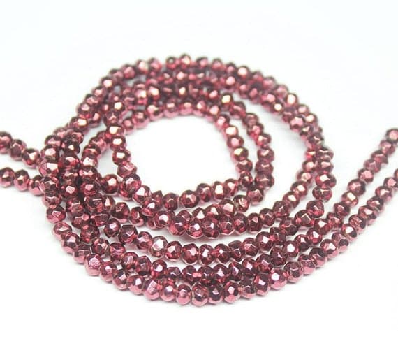 1 strand copper coated pyrite rondelle faceted 13'' long strand gemstone beads, jewelry supplies for jewelry making, bulk beads, for meditation jewellery for Reiki Healing  gemstone 3.5mm