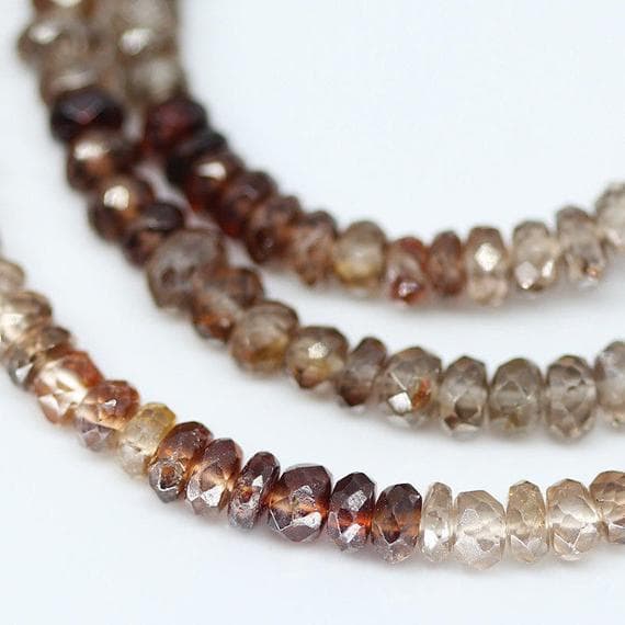 1 strand brown shaded zircon rondelle faceted 4'' long strand gemstone beads, jewelry supplies for jewelry making, bulk beads, for meditation jewellery for Reiki Healing  gemstone 3mm to 4mm