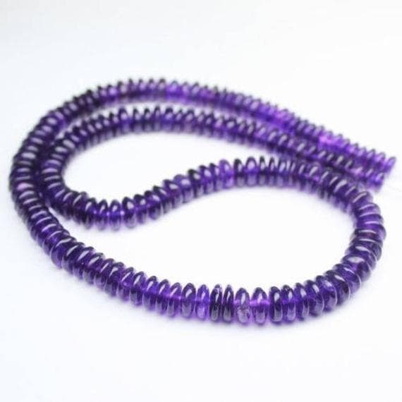 1 strand purple amethyst rondelle smooth 16'' long strand gemstone beads, jewelry supplies for jewelry making, bulk beads, for meditation jewellery for Reiki Healing  gemstone 5mm to 6mm