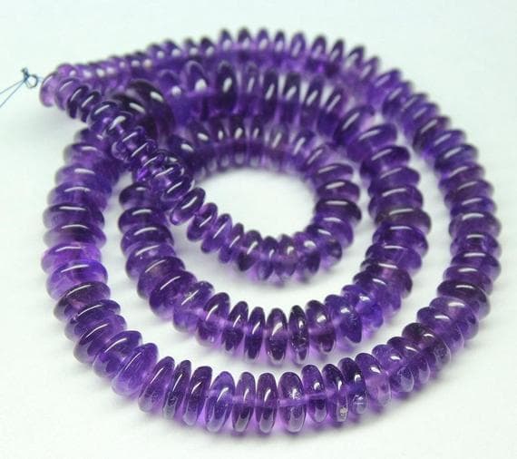 1 strand african amethyst rondelle smooth 16'' long strand gemstone beads, jewelry supplies for jewelry making, bulk beads, for meditation jewellery for Reiki Healing  gemstone 5mm to 10mm