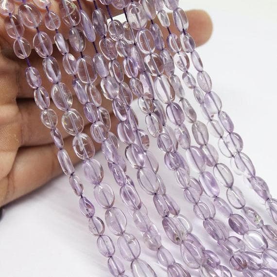 1 strand amethyst oval smooth 13'' long strand gemstone beads, jewelry supplies for jewelry making, bulk beads, for meditation jewellery for Reiki Healing  gemstone 8mm to 9mm
