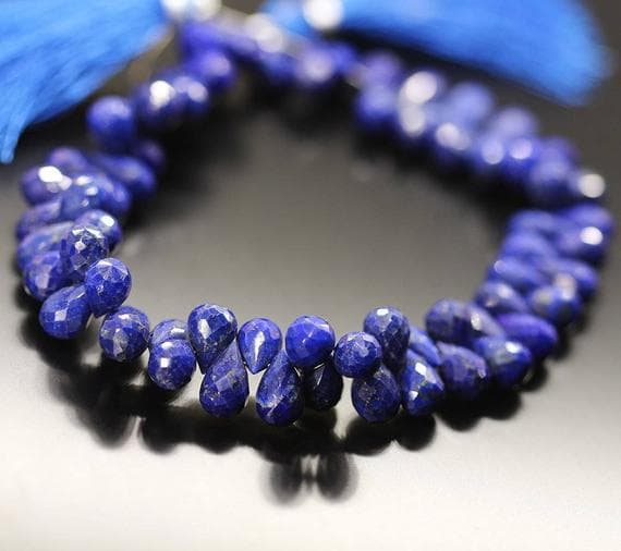 1 strand lapis lazuli tear drop faceted 9'' long strand gemstone beads, jewelry supplies for jewelry making, bulk beads, for meditation jewellery for Reiki Healing  gemstone 10mm to 9mm