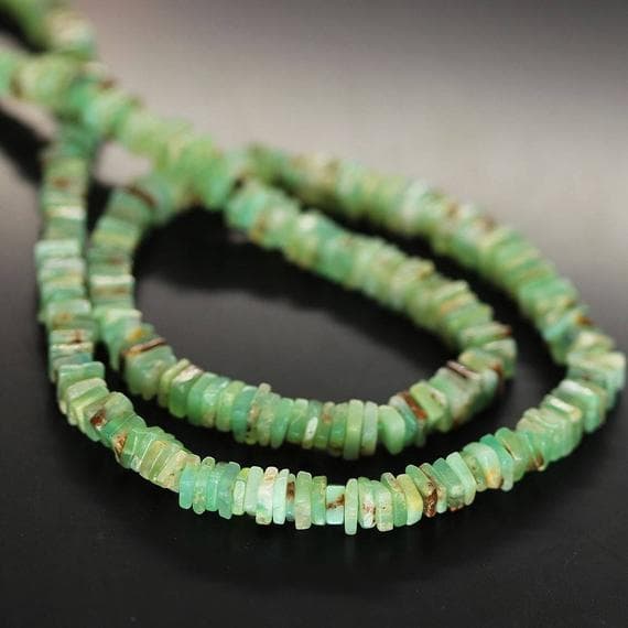 1 strand chrysoprase heishi cube squresmooth 16'' long strand gemstone beads, jewelry supplies for jewelry making, bulk beads, for meditation jewellery for Reiki Healing  gemstone 5mm