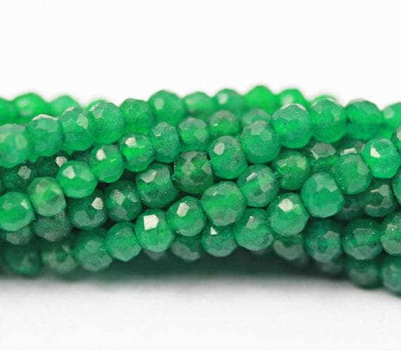 1 strand emerald rondelle faceted 14'' long strand gemstone beads, jewelry supplies for jewelry making, bulk beads, for meditation jewellery for Reiki Healing  gemstone size 4mm