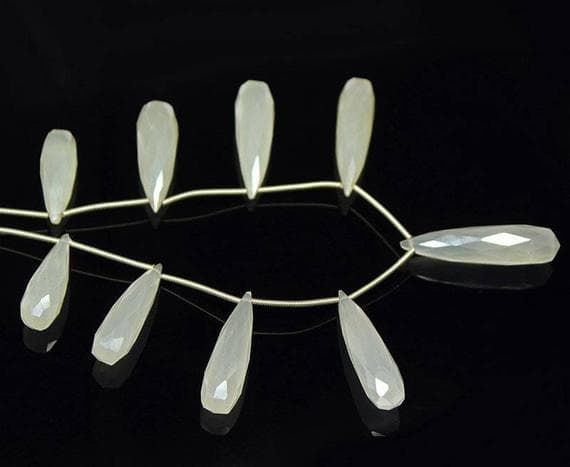 1 strand chalcedony tear drop faceted 7'' long strand gemstone beads, jewelry supplies for jewelry making, bulk beads, for meditation jewellery for Reiki Healing  gemstone 19mm to 21mm