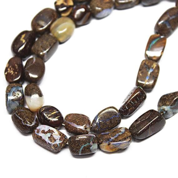 1 strand australian boulder opal tumbled, freeform smooth 16'' long strand gemstone beads, jewelry supplies for jewelry making,  for meditation jewellery for Reiki Healing  gemstone 8mm to 15mm