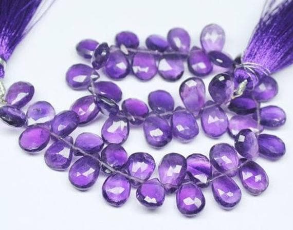 1 strand african amethyst pear drop faceted 8'' long strand gemstone beads, jewelry supplies for jewelry making, bulk beads, for meditation jewellery for Reiki Healing  gemstone 11mm to 12mm