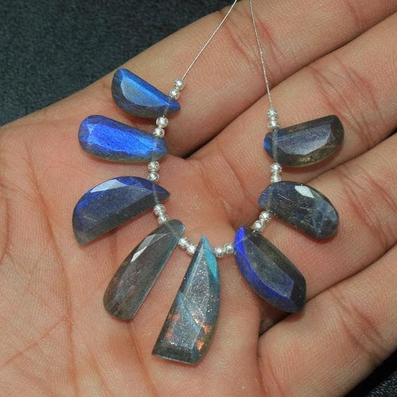 1 strand blue fire labradorite fancy drop faceted 8 pieces strand gemstone beads, jewelry supplies for jewelry making,  for meditation jewellery for Reiki Healing  gemstone 19mm to 25mm