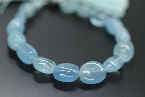 1 strand santa marie aquamarine tumbled, freeform smooth 4'' long strand gemstone beads, jewelry supplies for jewelry making,  for meditation jewellery for Reiki Healing  gemstone 11mm to 15mm