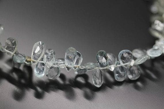 1 strand blue moss aquamarine pear drop faceted 4'' long strand gemstone beads, jewelry supplies for jewelry making, bulk beads, for meditation jewellery for Reiki Healing  gemstone 7mm to 8mm