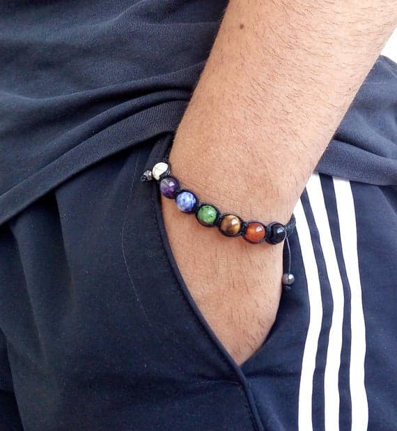 Natural 8mm Multi Colour Multi Shamballa Adjustable Bracelet Round, Smooth 18cm for mens, womens, gf, bf and adults.