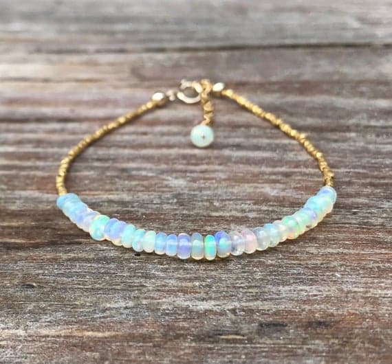 Opal beaded bracelet / Welo opal bracelet / October birthstone / Dainty opal bracelet / Rose gold silver / Gift for wife / For her / Mother 2,5-3 mm Code- WAR6725
