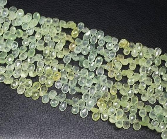 1 strand prehnite pear drop faceted 8'' long strand gemstone beads, jewelry supplies for jewelry making, bulk beads, for meditation jewellery for Reiki Healing  gemstone size 9mm