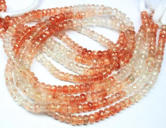 1 strand sunstone rondelle faceted 14'' long strand gemstone beads, jewelry supplies for jewelry making, bulk beads, for meditation jewellery for Reiki Healing  gemstone size 6mm