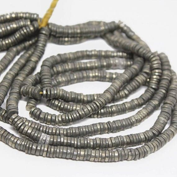 1 strand pyrite  tyre rondelle smooth 16'' long strand gemstone beads, jewelry supplies for jewelry making, bulk beads, for meditation jewellery for Reiki Healing  gemstone size 5mm