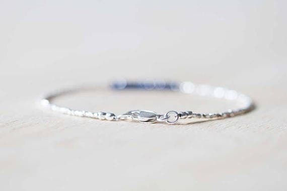 925 sterling silver Artisan Loose 2.5mm Blue Blue Sapphire stacking Bracelet Rondelle, Faceted 18cm for mens, womens, gf, bf and adults.