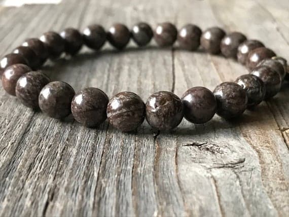 Galaxy Jewelry 8mm Stretchable brown Zabra Jasper Bracelet Round, Smooth 7" for mens, womens, GF, BF, Adults.