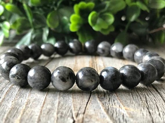Artisan Loose 8mm Stretchable grey Grey agate Bracelet Round, Smooth 7" for mens, womens, GF, BF, Adults.