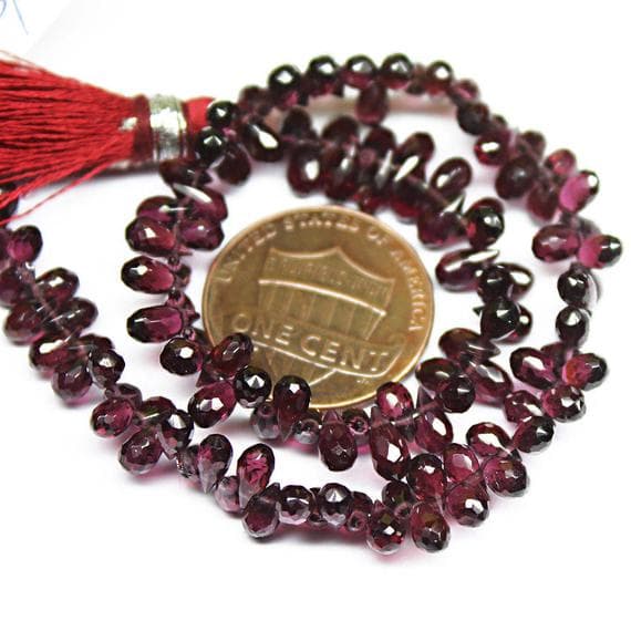 1 strand rhodolite garnet tear drop faceted 8'' long strand gemstone beads, jewelry supplies for jewelry making, bulk beads, for meditation jewellery for Reiki Healing  gemstone 5mm