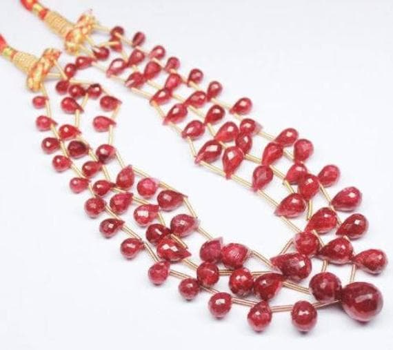 1 strand red ruby tear drop faceted 9'' long strand gemstone beads, jewelry supplies for jewelry making, bulk beads, for meditation jewellery for Reiki Healing  gemstone 10mm to 12mm