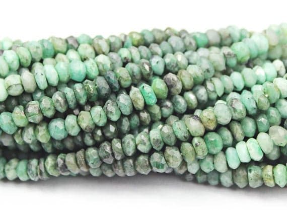 1 strand emerald rondelle faceted 14'' long strand gemstone beads, jewelry supplies for jewelry making, bulk beads, for meditation jewellery for Reiki Healing  gemstone 4mm