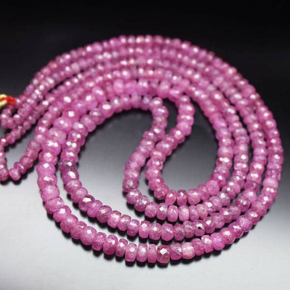 1 strand pink sapphire rondelle faceted 18'' long strand gemstone beads, jewelry supplies for jewelry making, bulk beads, for meditation jewellery for Reiki Healing  gemstone 3mm to 6mm