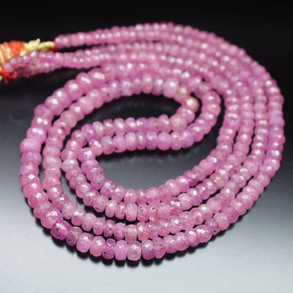 1 strand pink sapphire rondelle faceted 18'' long strand gemstone beads, jewelry supplies for jewelry making, bulk beads, for meditation jewellery for Reiki Healing  gemstone 3mm to 5mm
